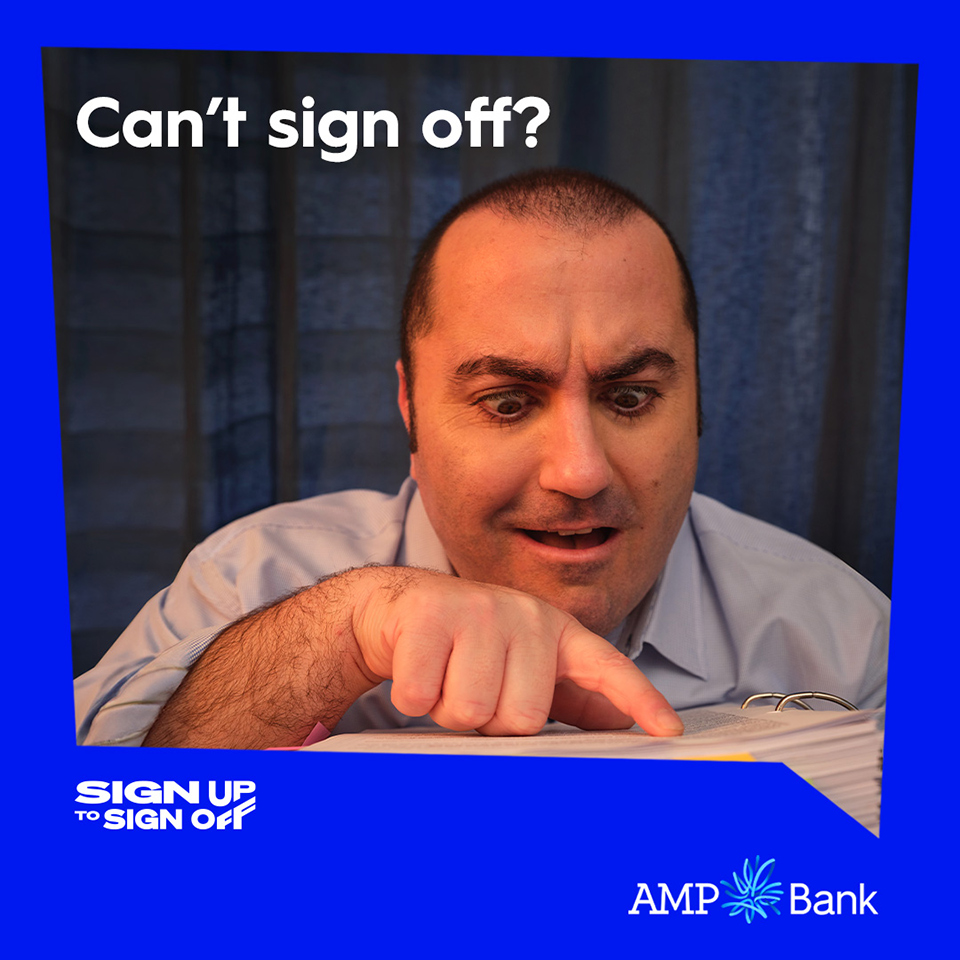 Billy Plummer for AMP Bank, Sign Up To Sign Off